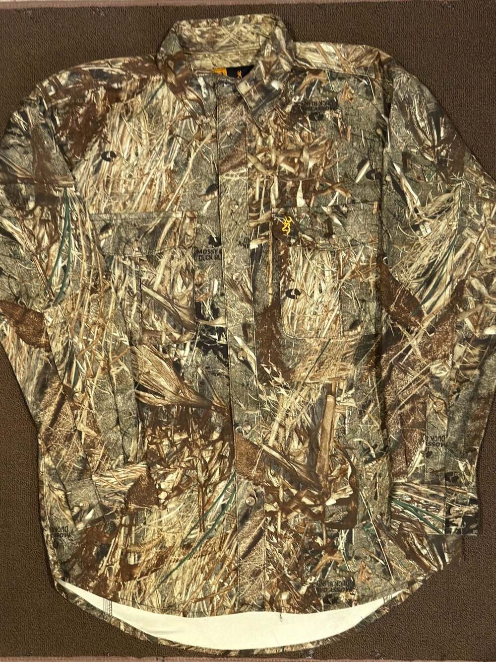 Browning Men's Mossy Oak Duck Blind Camo Long Sleeve Hunting Shirt Medium